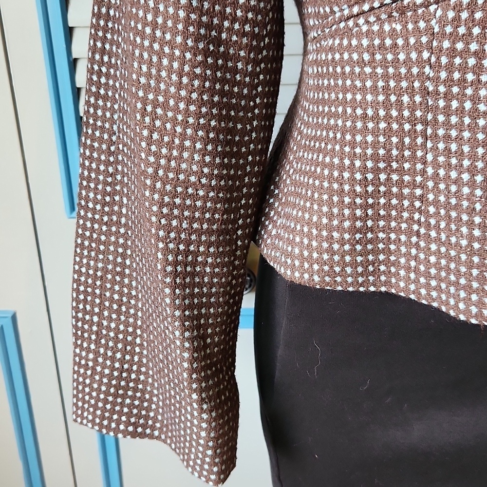 Vintage Liz Claiborne Brown Textured Double-Breasted Blazer - Picture 6 of 15